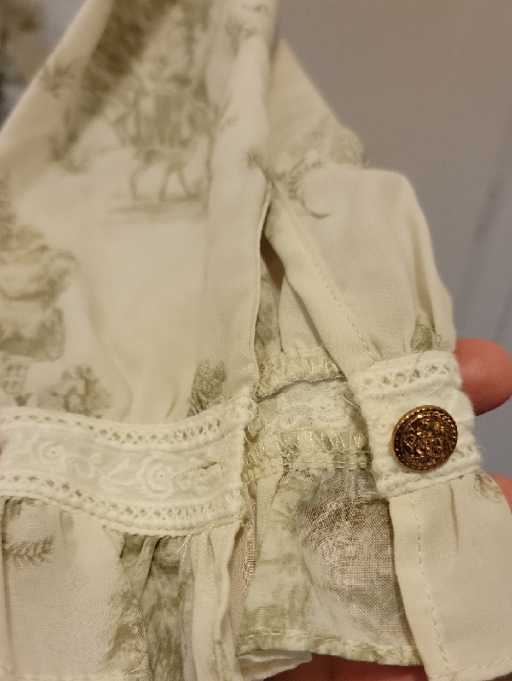 Simple Retro Vintage-Inspired Cream Floral Print Long Sleeve Dress Size S - Picture 10 of 15